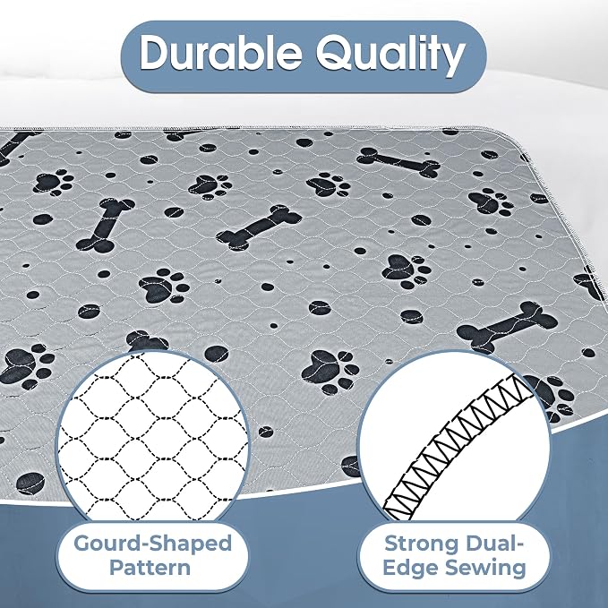 Washable Puppy Pads for Dogs 2 Packs 24’’ x 30’’ Reusable Pee Pads for Dogs Waterproof Heavy Absorbent Puppy Training Pads for Indoor Dog Mats