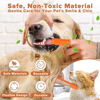 6PCS Pet Grooming Kit for Dogs,Cats and Horses | Dog Washing/Bath Gloves | Dog Bath Brush | Shampoo Brush | Pet Grooming Gloves | Dog Bath Supplies (Orange)