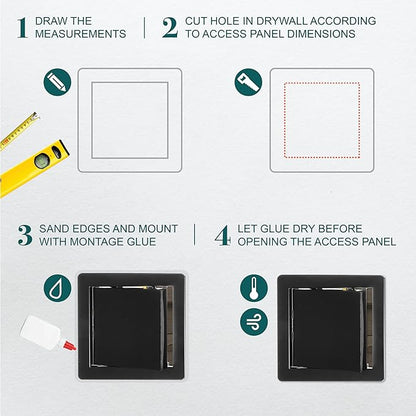 6" x 6" Black Plastic Access Panel. Service Shaft Door Panel. Plumbing