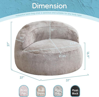Hobestluk Bean Bag Chair Giant Bean Bag Chairs for Adults Big Bean Bag Chair with Memory Foam Filler Adults Large Beanbag with Faux Fur Cover for Bedroom (Plush Brown,Large)