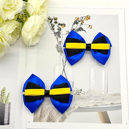 2Pcs Blue Fish Hair Bow Clips Ocean Theme Accessories Halloween Costume Dress up Birthday Party Supplies Blue Yellow 3.5 in