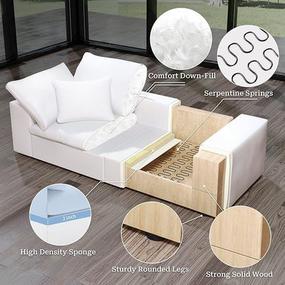 Forest aesthetics Cloud Modular Sectional Sofa,253.8" Down Filled Sofa 7 Seat with Chaise,Minimalist Sofa Cover Washable and Replaceable Couches for Living Room,Sectional Sofa Deep Seat