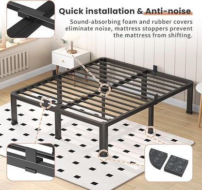 20 Inch King Heavy Duty 3500 lbs Bed Frame with Round-Corner Legs & Anti-Squeak Design – Quick Assembly Metal Platform, No Box Spring Needed
