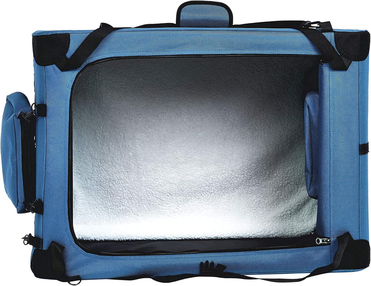 Amazon Basics Folding Portable Soft Pet Dog Crate Carrier Kennel, 36 x 24 x 24 inches, Blue