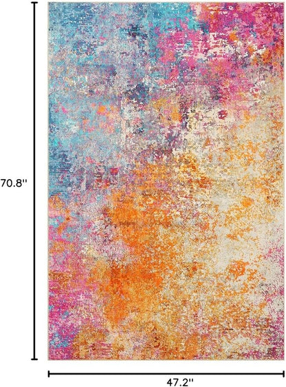 Lahome Modern Abstract Area Rug - 4x6 Colorful Living Room Rug Soft Bedroom Rug Washable Entryway Mat, Rainbow Non Slip Indoor Floor Throw Carpet for Basement Apartment Playroom Office