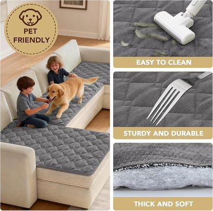 H.VERSAILTEX Chenille Couch Cover for Dogs Washable Soft Fuzzy Loveseat Cover Sectional Sofa Cover Thick Pet Couch Cover Protector Non-Slip Dog Bed Cover(Light Grey, 28" x 67")