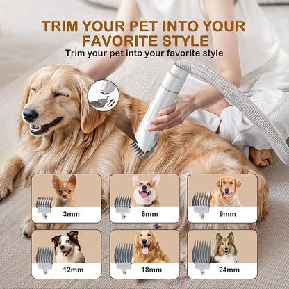 Dog Grooming Vacuum, Dog Grooming Kit, 3 Suction Modes Dog Brush Vacuum with 5 Pet Grooming Tools (Wheaten)