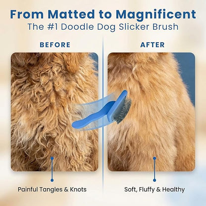 Slicker Brush for Dogs, Pet Grooming Brushes for Doodles & Poodles, Large | Best Brush For Long Haired Dogs, Dematting Comb & Deshedding Tools For Goldendoodle Coats, Puppy Matting Grooming Supplies