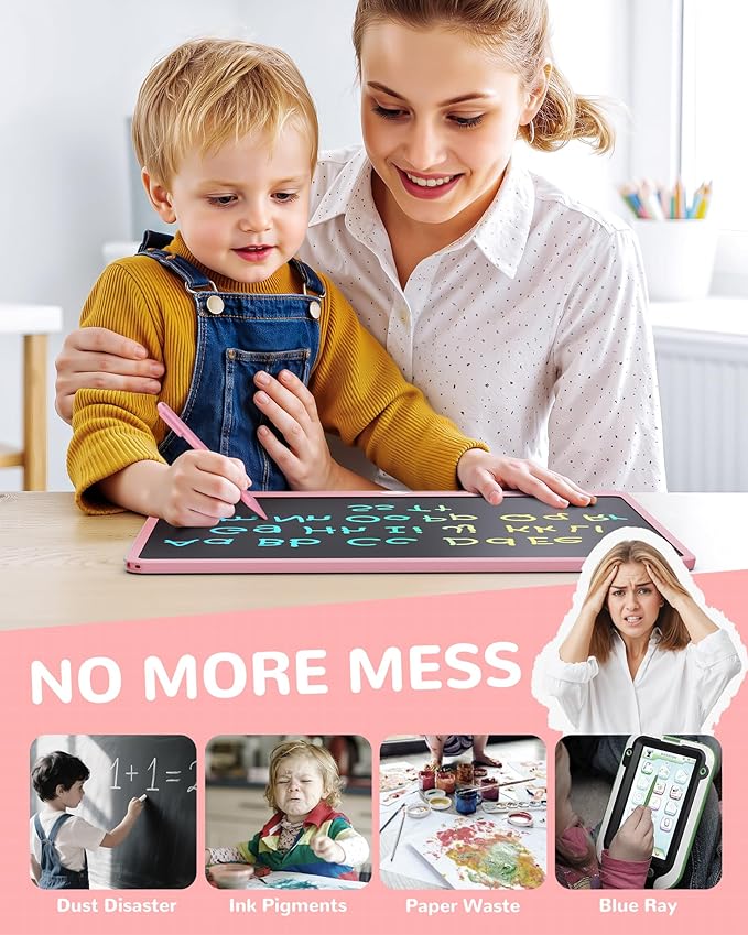 KOKODI LCD Writing Tablet, 16 Inch Colorful Toddler Doodle Board Drawing Tablet, Erasable Reusable Electronic Drawing Pads, Educational and Learning Toy for 3-6 Years Old Boy and Girls