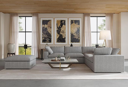 JACH V Shape Couches Sectional for Living Room, Modular Convertible Sofa Couch with Chaise Ottoman, Couch Cushion Covers Removable, Comfy Sofas for Living Room, Bedroom, Apartment (Grey)