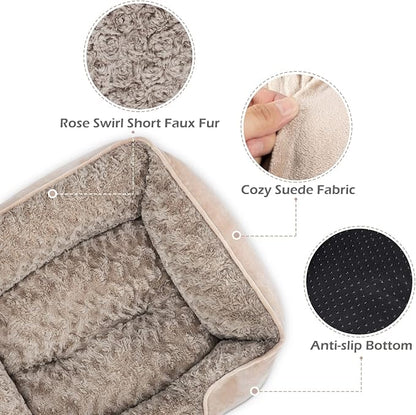 X-Large Dog Bed for Large Medium Small Dogs Rectangle Washable Dog Bed, Orthopedic Dog Bed, Soft Calming Sleeping Puppy Bed Durable Pet Cuddler with Anti-Slip Bottom XL(35"x25"x10")