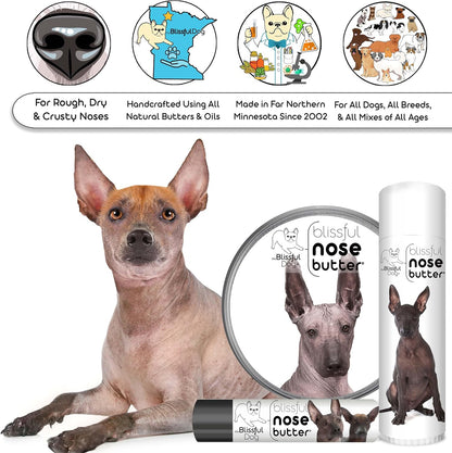 The Blissful Dog Xoloitzcuintli Nose Butter for Dry, Cracked Skin, Lick-Safe Dog Nose Balm with Moisturizing Shea Butter, Almond, Olive, and Essential Oils, Pet Supplies, Uncented, 0.50 oz.