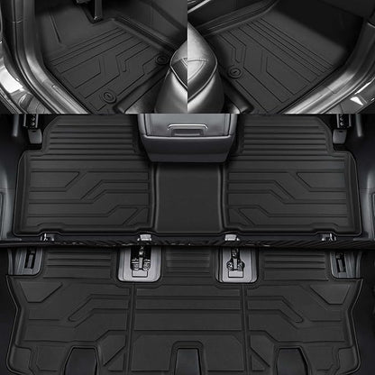 KARPAL Floor Mats Fit for Hyundai Santa Fe 2024 2025 2026 (Fit Hybrid and Gas) 6-Seat/7-Seat, All Weather TPE Car Mats Cargo Liners Guard Accessories, 1st & 2nd & 3rd Row & Cargo Liners