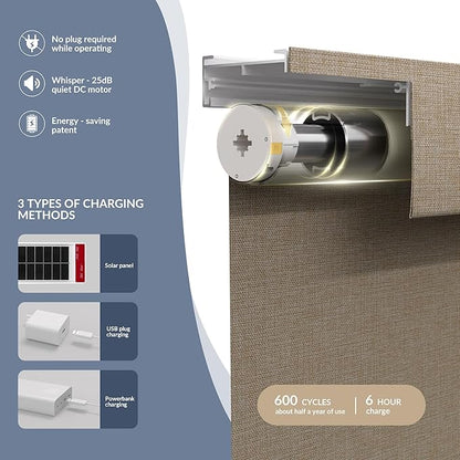 Boolegon Motorized 100% Blackout Roller Blinds