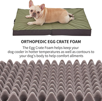 Outdoor Dog Bed - Waterproof, Portable, Foldable, Cooling, Orthopedic for Large Dogs - 35" All Weather