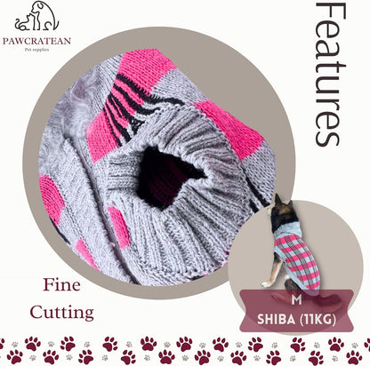 Cute Sweater for Dogs and Cats Soft Flannel Pet Outfit Warm and Cozy Animal Hoodie Small to Large Pet Clothes for Halloween Parties and Everyday Wear (Small, Pink Checkered with Hat)