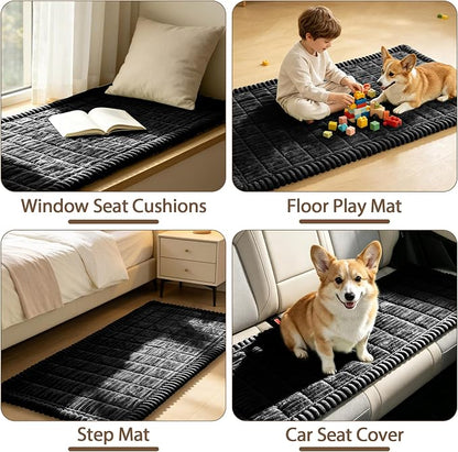 FUANGUI Waterproof Couch Cover Sofa Cover for Dogs and Pets Sofa Protector | Non-Slip Washable Fuzzy Soft Cat Bed Sofa Slipcover for 2-3 Cushion Couch Sofa Pet Friendly, Black, 27.6" x 94.5", 1 pcs