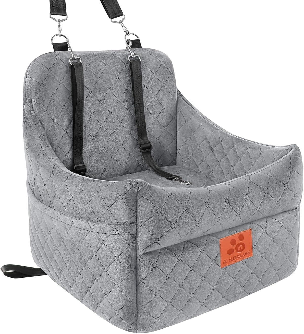Dog Car Seat for Small/Medium Dogs, Dog Booster Car Seats with Thick Cushion for Dogs Under 35lbs, Detachable Washable Pet Car Seat with Storage Pockets, 2 Safety Belts