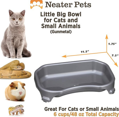 Neater Pet Brands Large Capacity Cat Bowls, Water Bowl for Cats, Reptiles, Chickens, Birds, & Small Animals, Cat Food Bowl (6 Cups), Indoor or Outdoor Water Trough & Feeder, Gunmetal Grey