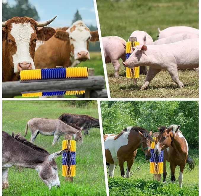 2/4PCS Livestock Physical Scratch Brush, Horse Cow Goat Physical Massage | Durable physical massage brush with 8 screws, ideal for horses, cows and goats grooming, cleaning.