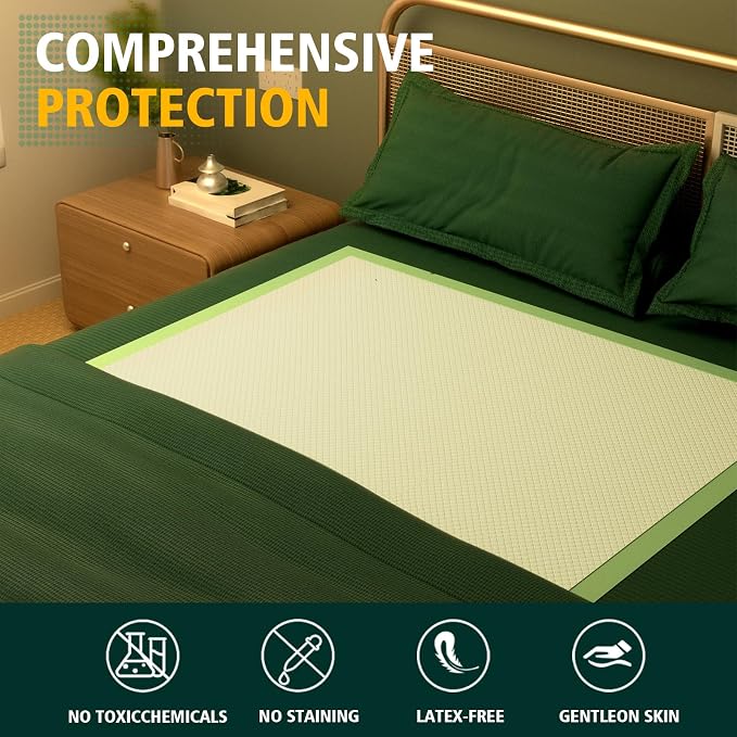 MILDPLUS Disposable Bed Pads 40"X40" 50pcs Extra Large Pee Pads | Incontinence Bed Pads, Heavy Duty Super Absorbent Underpads, Waterproof Chucks Pads for Adults, Elderly or Pets, 100x100CM