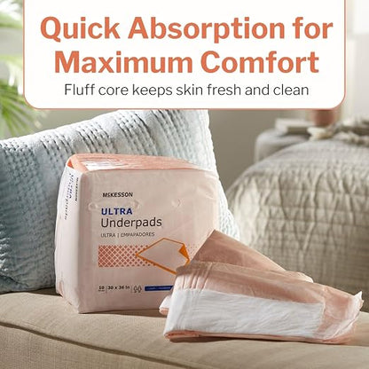 McKesson Underpads Bed Pads, Heavy Absorbency, 30 x 36 in, 50 ct | Chux Pads for Adults and Elderly, Baby Changing, Pee Pad for Pets