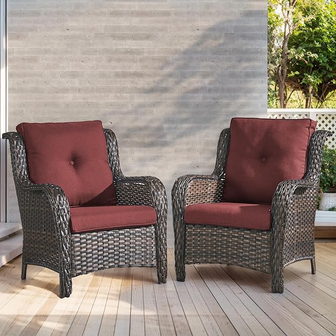 Outdoor Chair Cushions-Patio Chair Cushions Set of 2 with Removable Cover 22 X 25 Inch Outdoor Cushions for Patio Furniture Chair Sofa Couch-Red