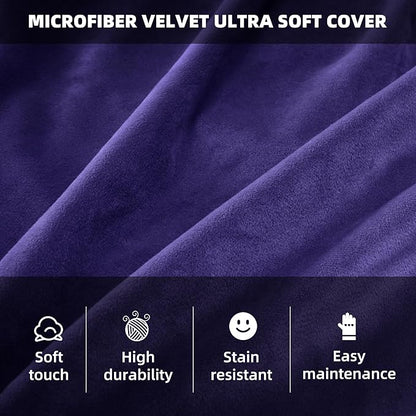 HABUTWAY Bean Bag Chair 3Ft Luxurious Velvet Ultra Soft Fur with High Rebound Memory Foam Bean Bag Chairs for Adults Plush Lazy Sofa with Fluffy Sponge 3' (Purple)