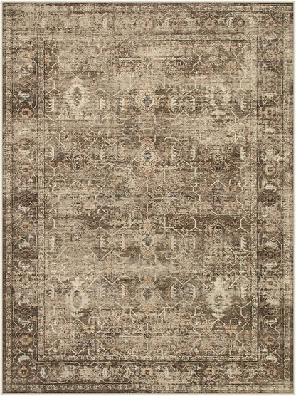 Lahome Vintage 9x12 Washable Brown Rugs for Living Room Bedroom, Boho Dining Room Rugs for Under Table, Soft Non Slip Indoor Throw Carpet for Home Office Playroom (9x12ft,Brown)