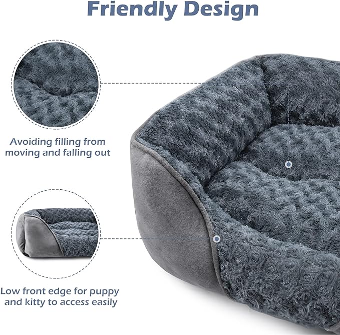 Dog Bed Medium Size Dog, Orthopedic Warming Soft Calming Sleeping Puppy Bed Durable Pet Bed with Anti-Slip Bottom