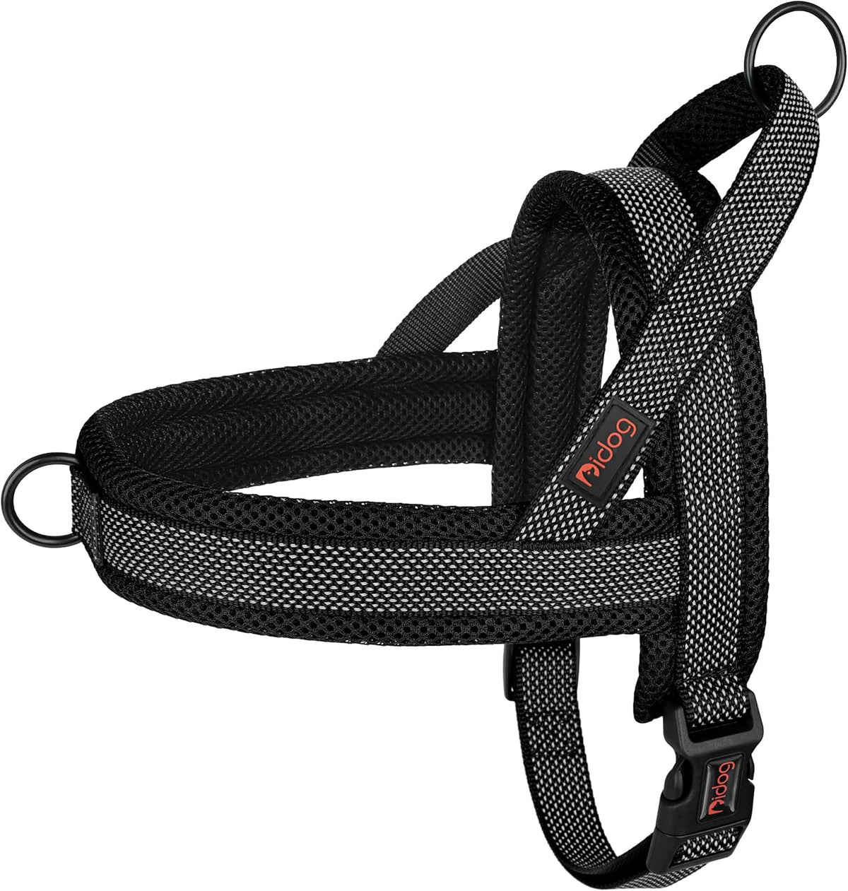 Didog No Pull Dog Harness with Breathable Mesh Padded, Full Reflective & Quick Fit Adjustable Vest Harness, Easy for Training Walking for Small & Medium and Large Dogs (Black, S:Chest 18-22")