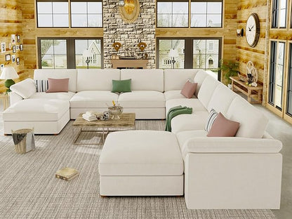 EASE MOOSE Oversized Sectional Modular Sofa，Comfty U Shape Sectional FSC Certified Modern Deep Seat Couch, Modular Cloud Couch