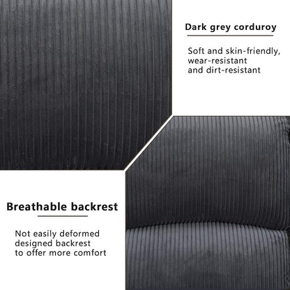 A Ainehome Living Room Furniture Set Recliner Sofa Set Loveseat Chair Furniture Sofa Set Grey Corduroy for Living Room/Rv/House/Theater Seating (A-Dark Grey Corduroy, Sofa(3seater))