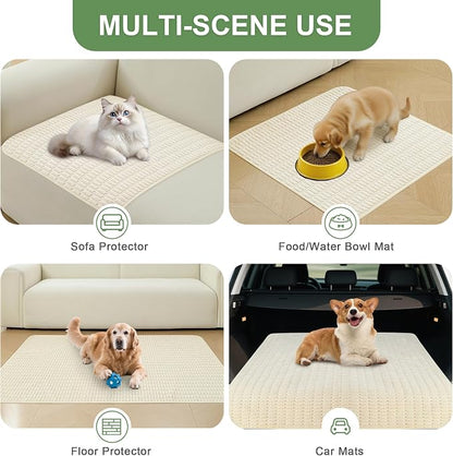 Washable Pee Pads for Dogs Puppy Pad, Cream White 60”x82” 1 Pack | High Absorbent Dog Pee Pad Leak Proof Cat Rugs, Reusable Non Slip Pet Mat, Wee Wee Pads for Training, Crate and Floor