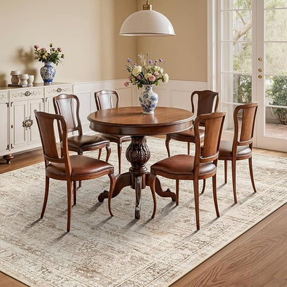 Lofus 5x7 Area Rug for Living Room,Beige Washable Area Rugs with Non-Slip Backing,Soft Neutral Carpets for Bedroom Dining Room Home Office Indoor Nursery