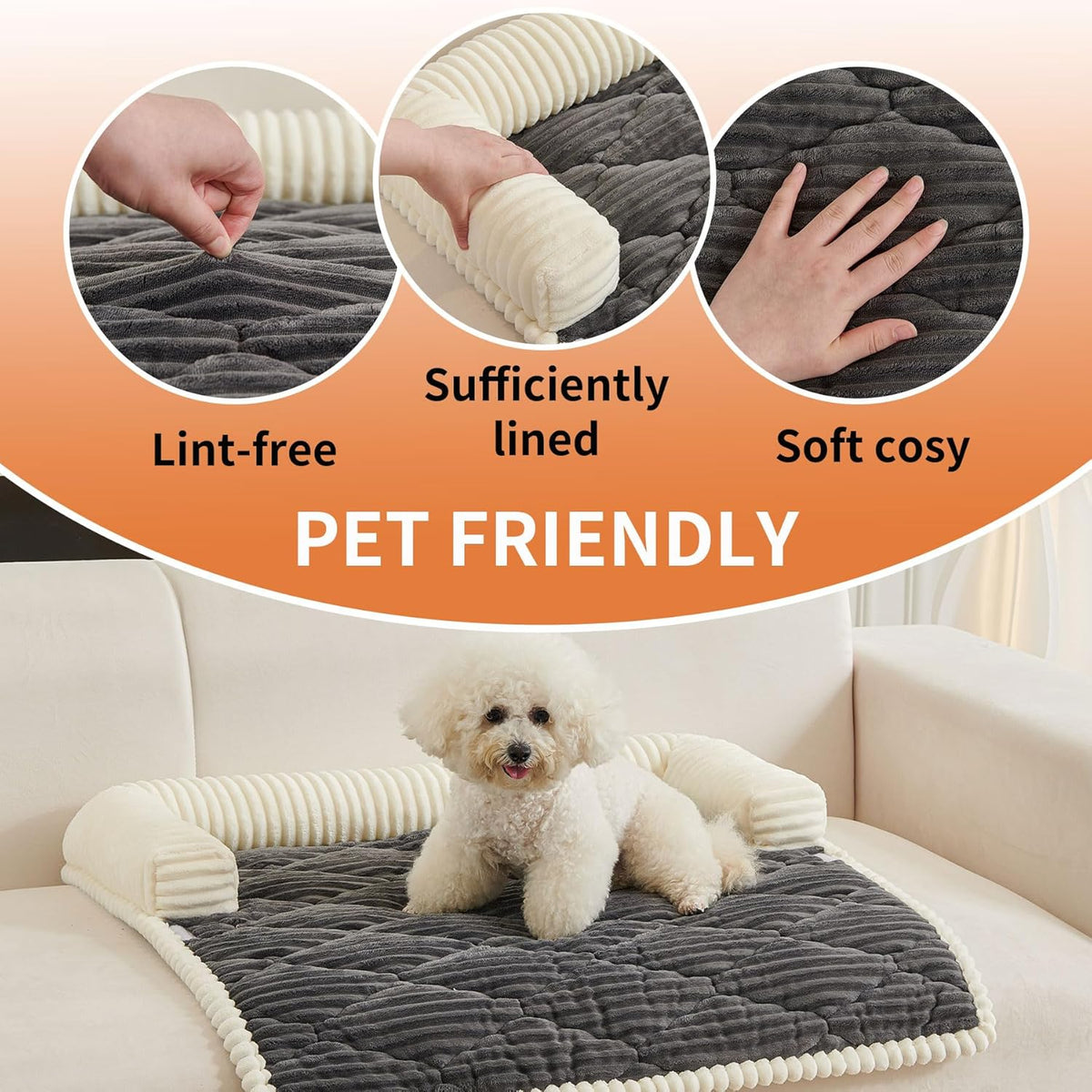 HAOMAIJIA Dog Couch Bed for Large Dogs, Non Slip Pet Couch Covers for Sofa Thick Soft Washable Dog Couch Cover Protector All Seasons Universal Dogs and Cats Bed Mat (Grey, X-Large)