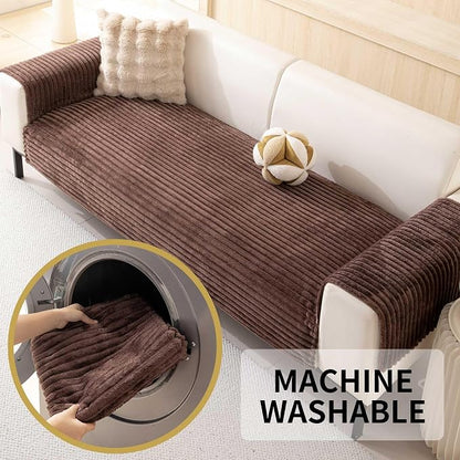 HAOMAIJIA Waterproof Couch Cover for Dogs Washable,Faux Fur Pet Couch Covers for Sofa,Soft Dog Bed Cover Non-Slip Couch Covers for 3 Cushion Couch Sofa Pet Friendly (Brown, 23" x 23" 2 Pack)