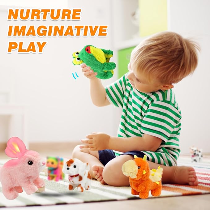 Hopearl Walking Polar Bear Interactive Electronic Pet Plush White Bear Toy with Sounds and Movements Animated Shaking Head Gifts for Toddlers Birthday, 9''