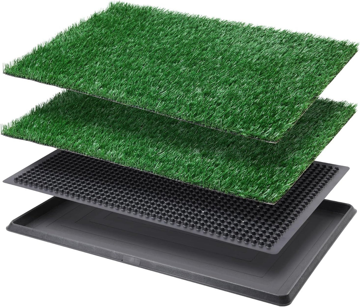 LOOBANI Dog Grass Pad with Tray - Dog Litter Box - Indoor Potty for Apartment and Patio Training - with 2 Packs Grass Pee Pads for Replacement, 20×30 Inch