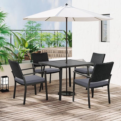 Outdoor Chair Cushions 18.5x16 Inch Waterproof Patio Chair Cushions with Tie 5 Year Color Fastness Thick Outdoor Seat Cushion for Patio Furniture Dark Grey Set of 4