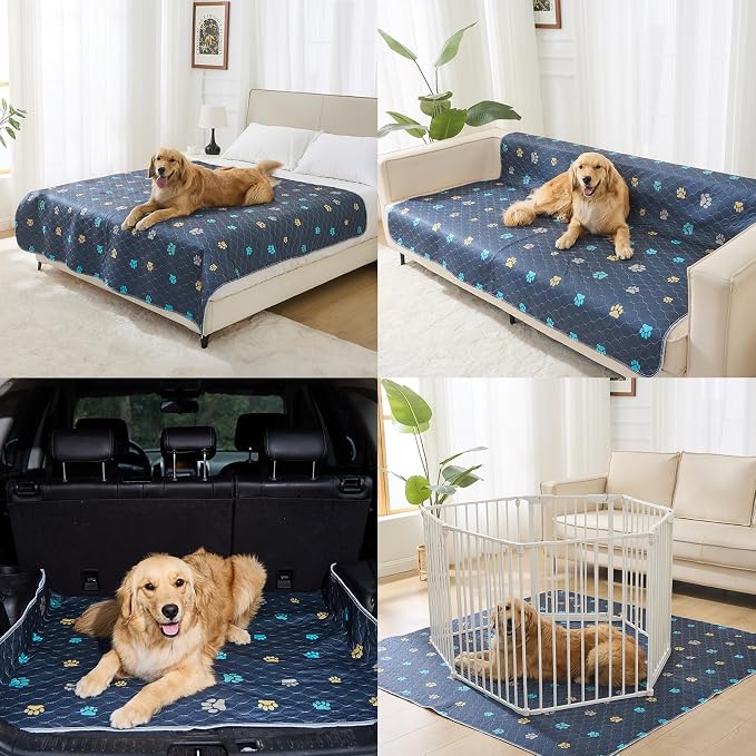 Aitmexcn Washable Pee Pads for Dogs, 48"x65", 2 Pack Extra Large Reusable Dog Mats, Heavy Absorbency, Leak-Resistant Anti-Slip Puppy Potty Pads for Playpens, Whelping Boxes and Incontinence