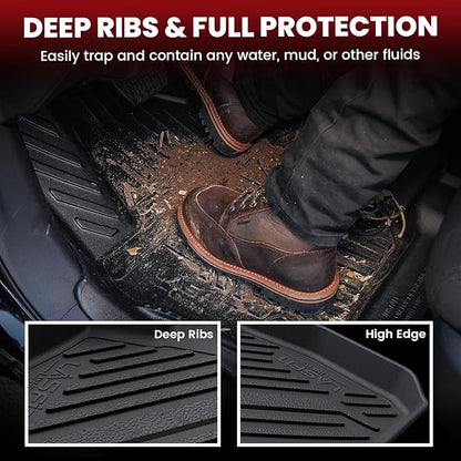 LASFIT Floor Mats and Trunk Mat for Ford Mustang 2024 2025 2026 (NOT fit Cargo w/o Subwoofer Box) All Weather Protector TPE Car Floor Liners, 1st & 2nd Row & Cargo Liner, 5pcs Black