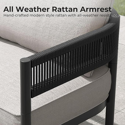 Gand Patio Outdoor Loveseat,Wicker Conversation Set with Thick Cushion for Porch, Garden, Yard