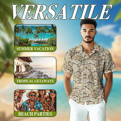Fishing Crappie Hawaiian Shirt for Men, Button Down Summer Beach Short Sleeve, Fishing Lover Gifts, Sizes S-5XL