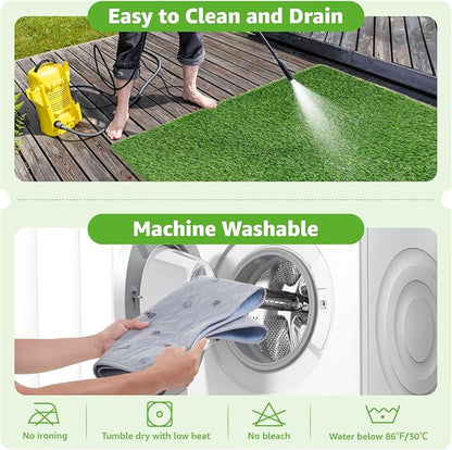 Dog Grass Pad with Tray, 18x30 Dog Litter Box for Patio Balcony Apartment | Floral，Grass Mat with Pad, Artificial Turf Grass, Puppy Indoor Outddor Potty Training, Washable Reusable, Leakproof, Pee On