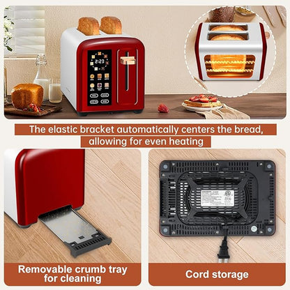 SEEDEEM Toaster 2 Slice with Touch Screen, Faster Heating Speed, 7 Shade Setting