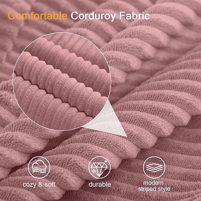 COMAX Convertible Sofa Bed Queen, Folding Fold Out Couch Bed, Floor Futon Couch Corduroy Sleeper Mattress with Back Pillows, Boneless Sofa Comfy Lounge Loveseat for Living Room Bedroom, Pink