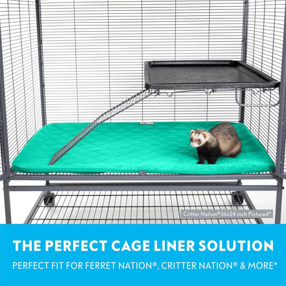Paw Inspired Fitted Fleece Liner for Ferret Nation, Critter Nation Cage for Ferrets, Rats, Chinchillas, Hedgehogs & Other Small Animals (Green, Bottom Pan Liner)