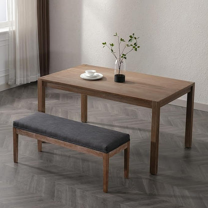 DM Furniture Linen Dining Bench Upholstered Entryway Bench Farmhouse Shoe Bench Seat Ottoman for Hallway Living Room Bedroom End of Bed Dining Room Kitchen, 45.5" Long, Charcoal