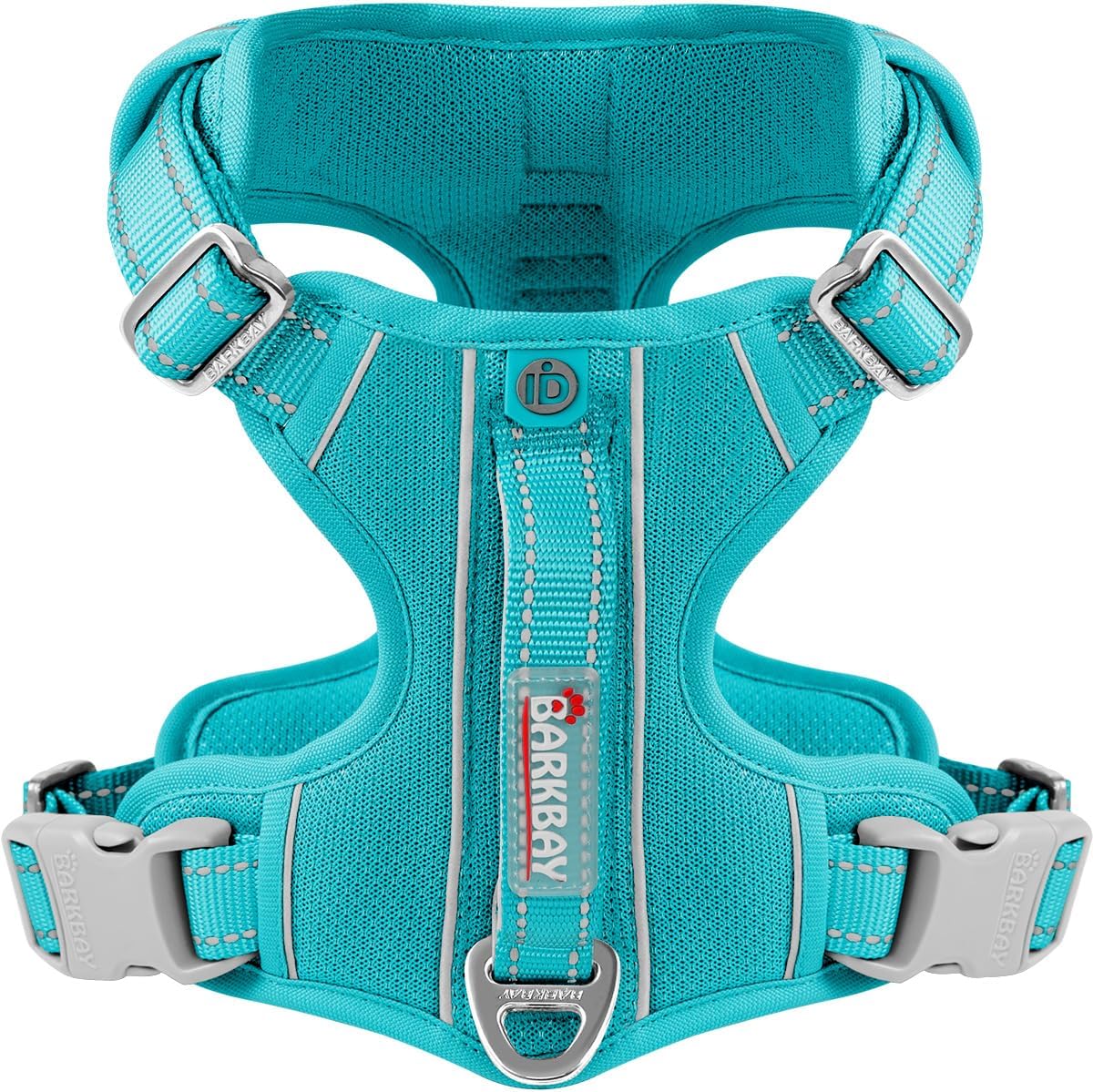 BARKBAY Dog Harness No Pull with ID Tag Pocket - Heavy Duty, Reflective, Easy Control for Large Dogs(Ocean Blue,L)